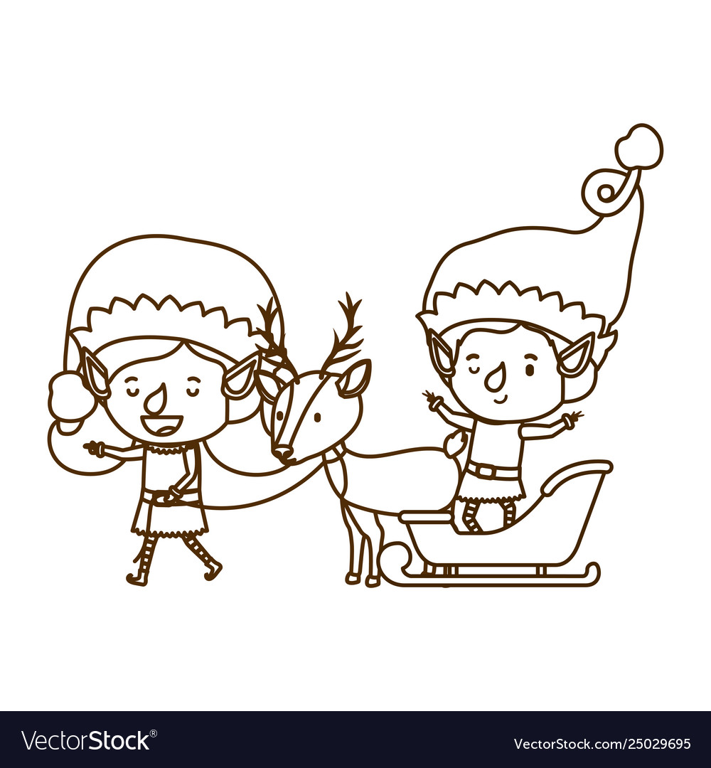 Elf couple with sleigh and reindeer avatar