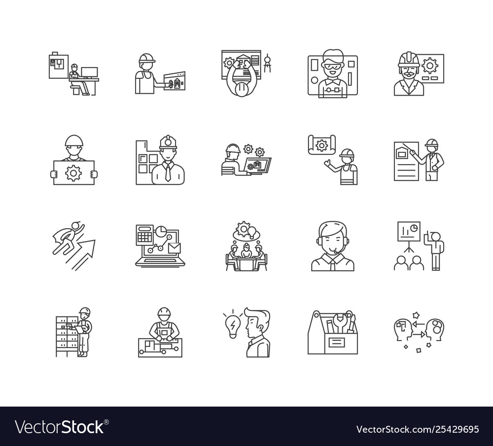 Engineering consultant line icons signs