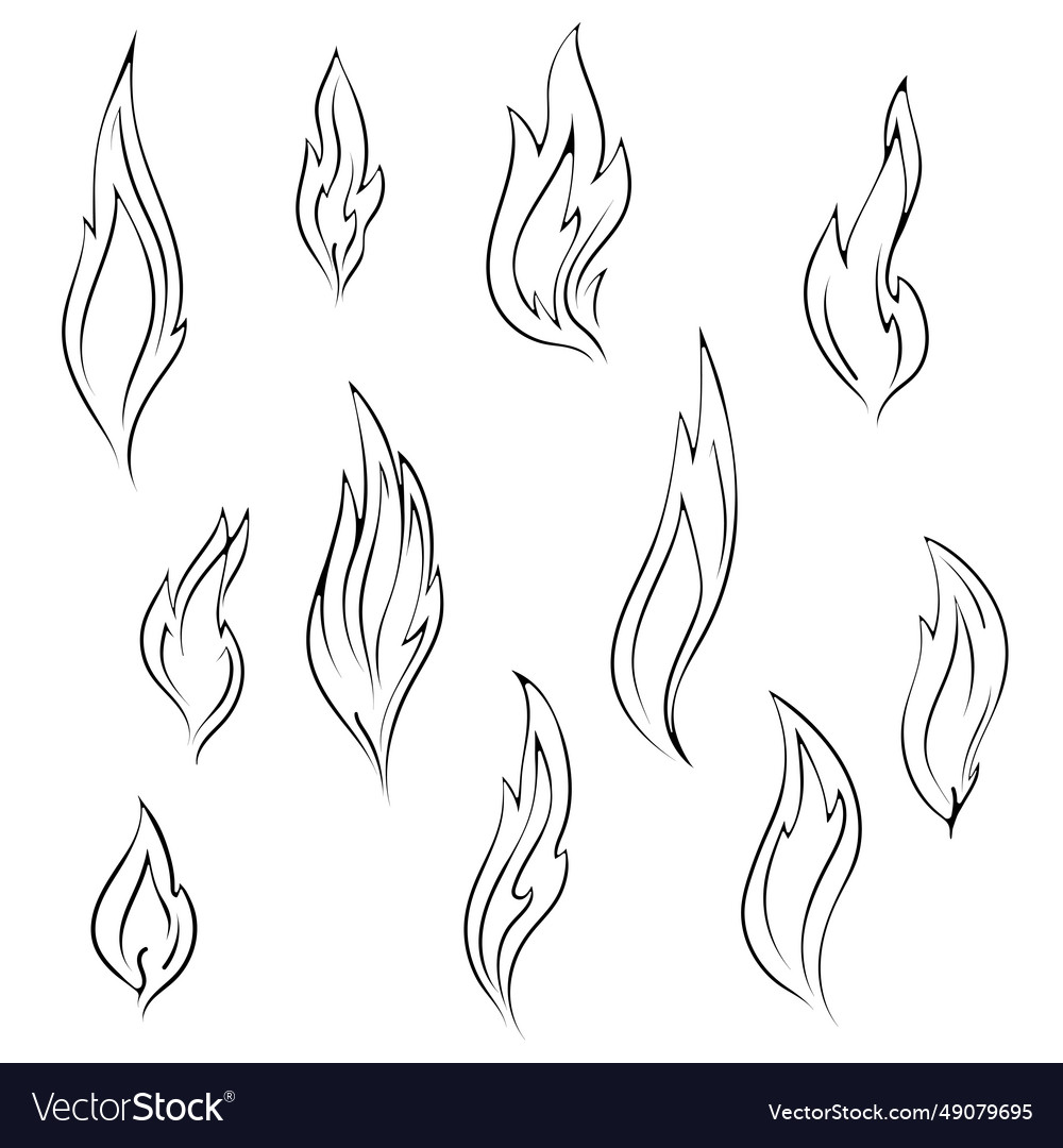 Fire candle or match line art Royalty Free Vector Image