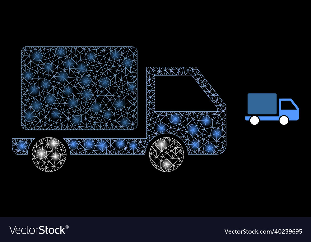Mesh net lorry with illumitated network vector image Mesh net lorry with illumitated network