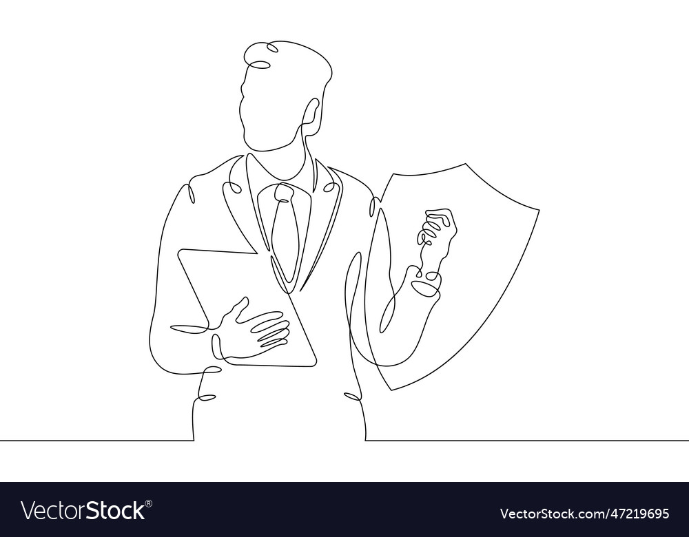 One continuous lineinformation security policy vector image One continuous lineinformation security policy
