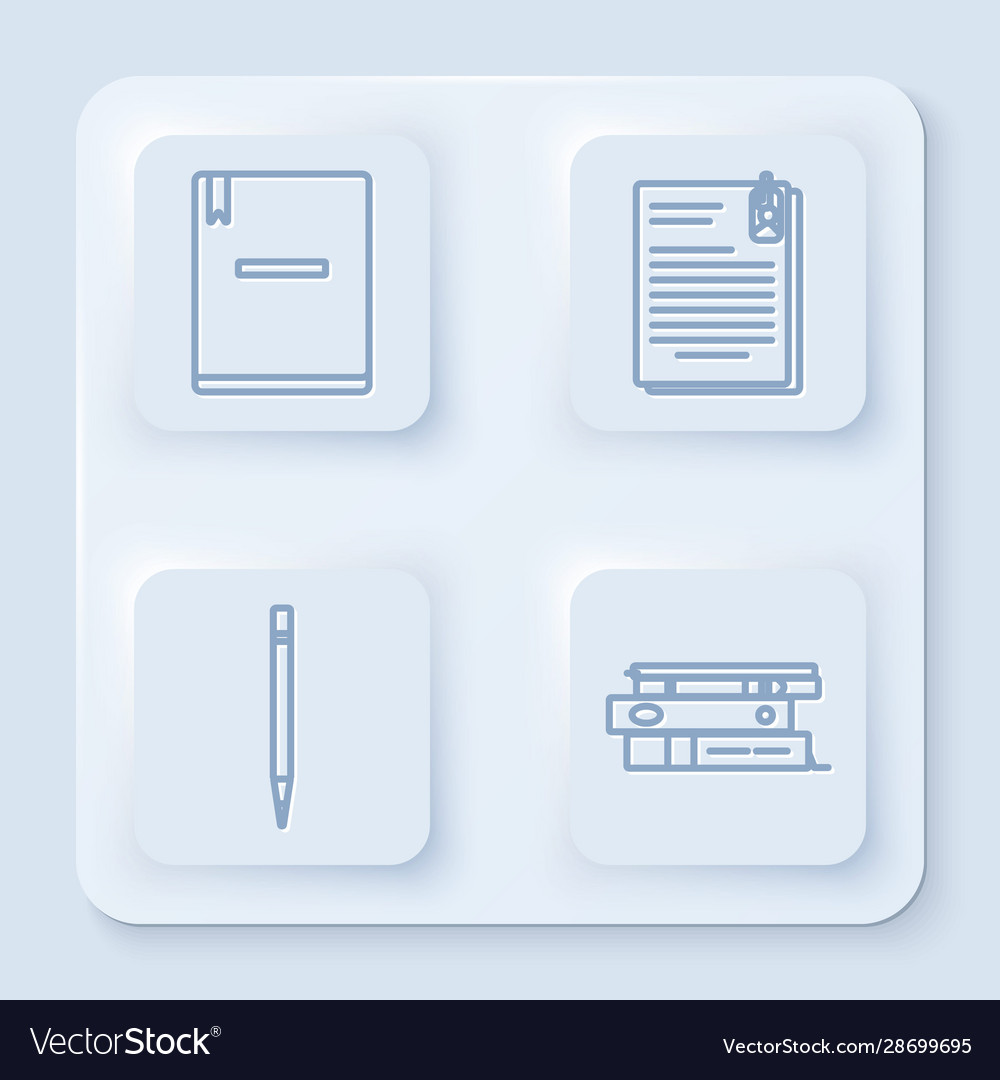 Set line notebook file document and paper clip vector image Set line notebook file document and paper clip