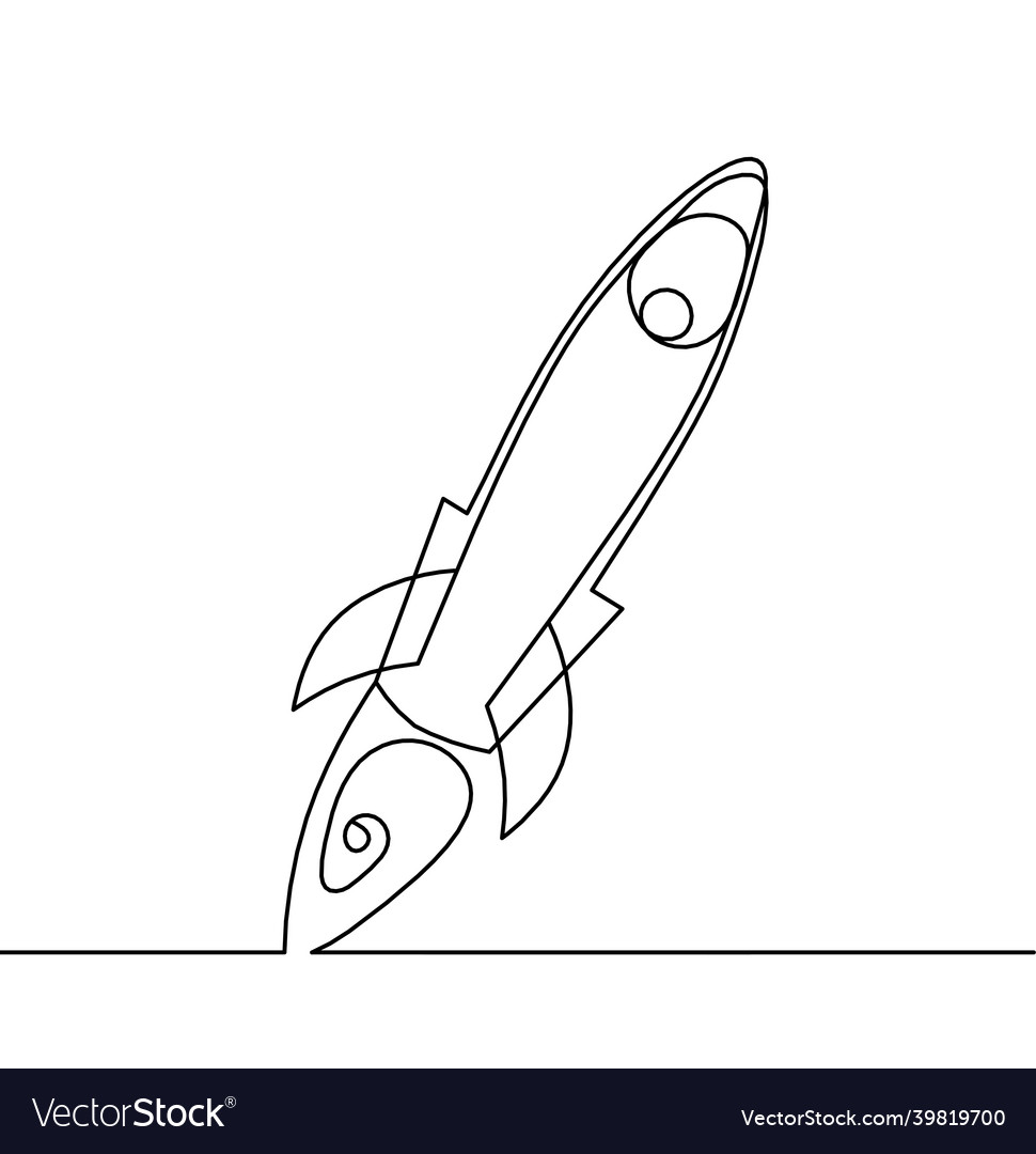 Abstract rocket as continuous line drawing