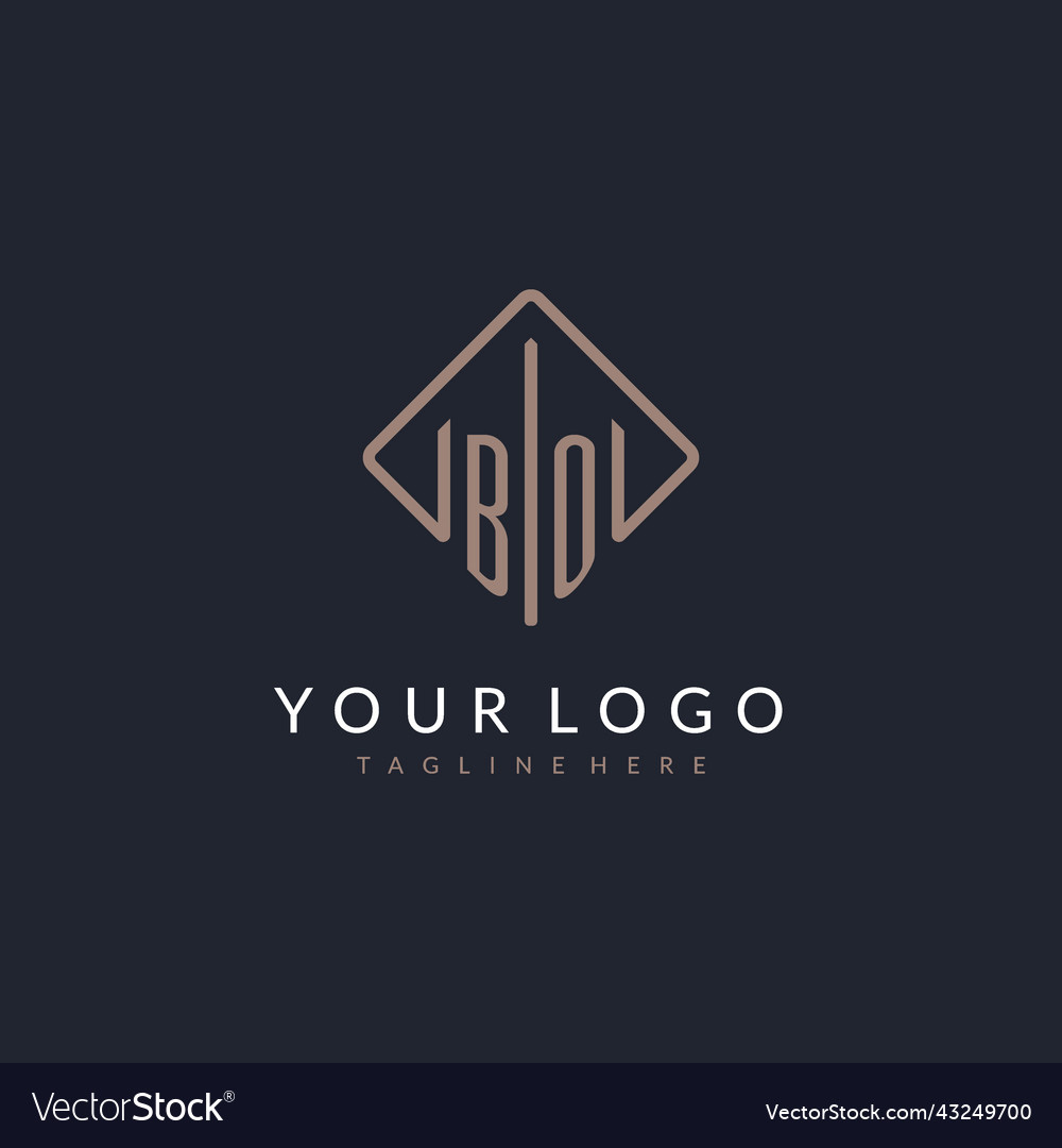 Bo initial logo with curved rectangle style design