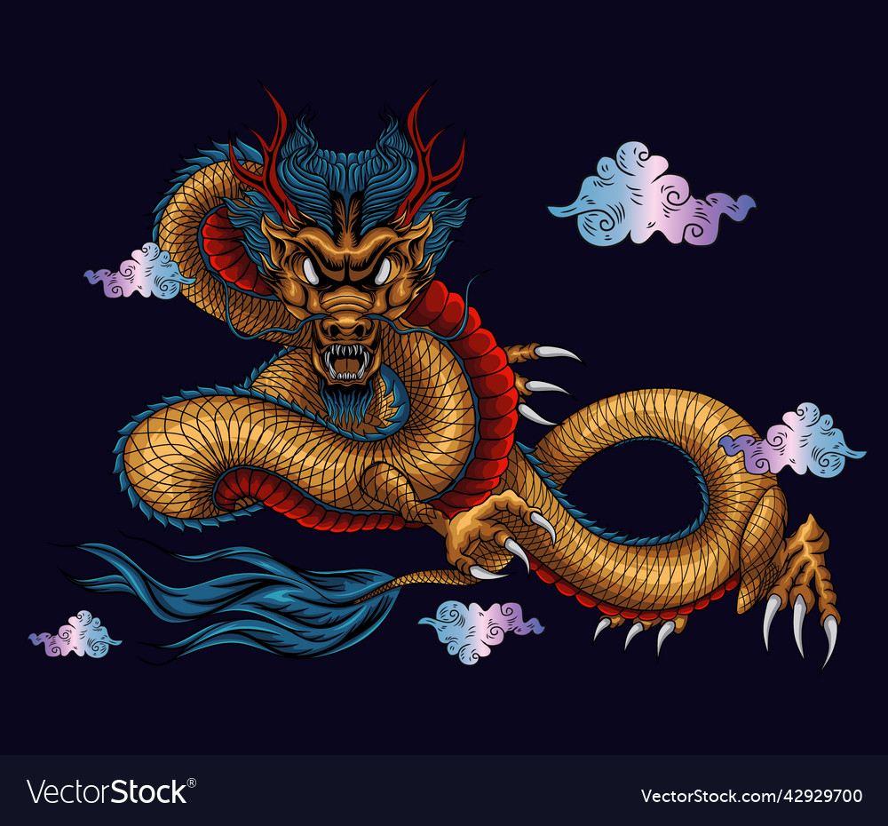 Dragon asian artwork design vector image Dragon asian artwork design