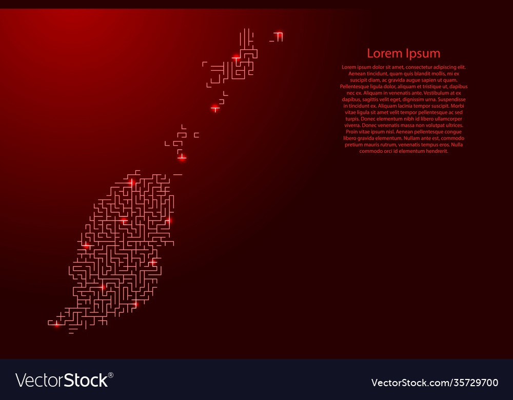 Grenada map from red pattern maze grid