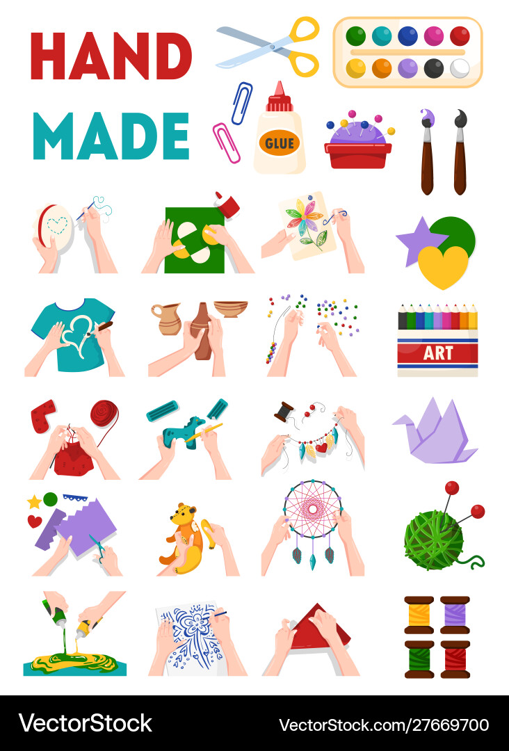 Handmade flat set Royalty Free Vector Image - VectorStock