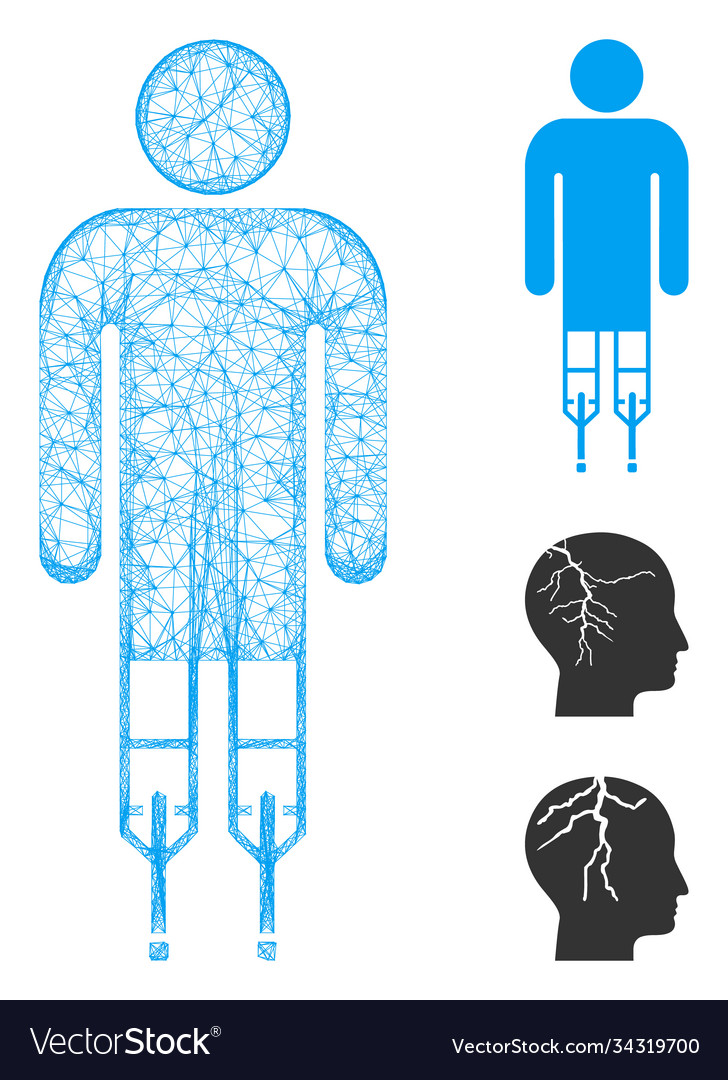 Man crutches polygonal web mesh vector image Man crutches polygonal web mesh