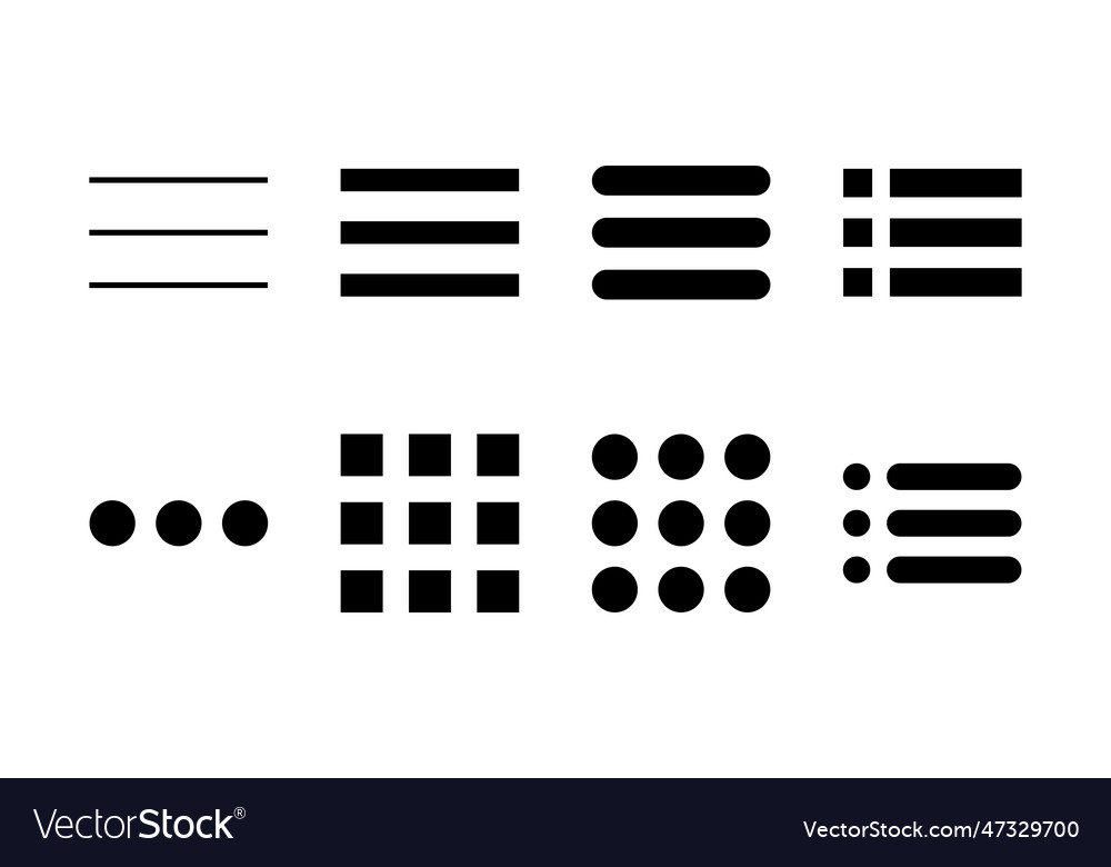 Menu icon set web hamburger symbol