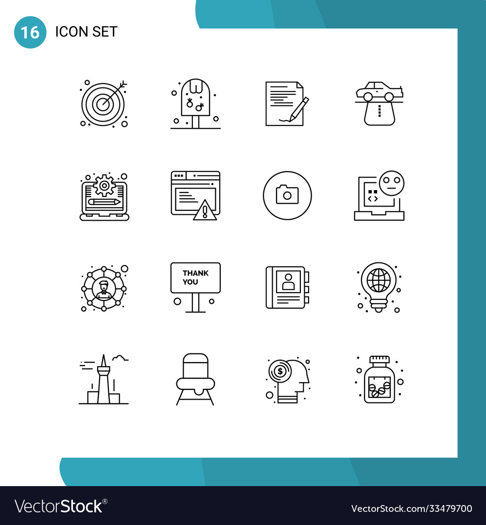 Mobile interface outline set 16 pictograms