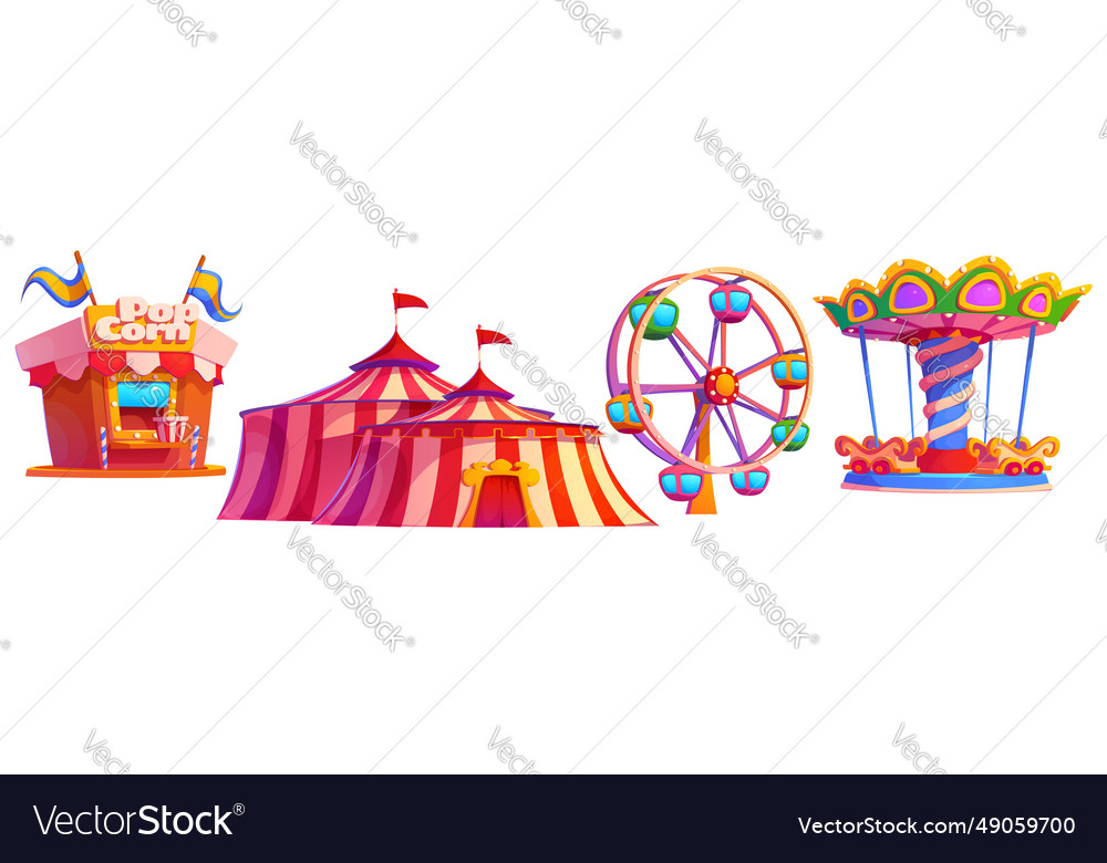 Park ferris wheel carnival carousel for fun fair Vector Image