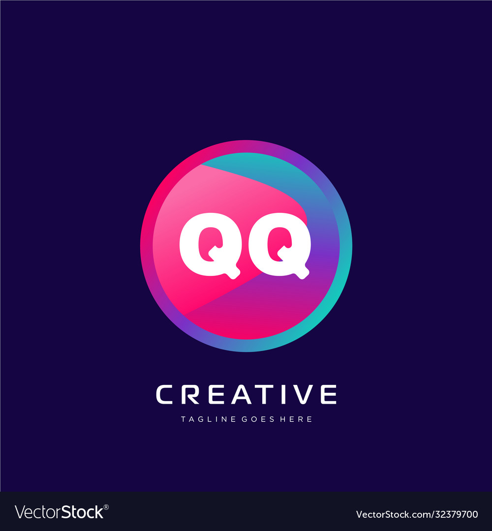 Qq initial logo with colorful template Royalty Free Vector