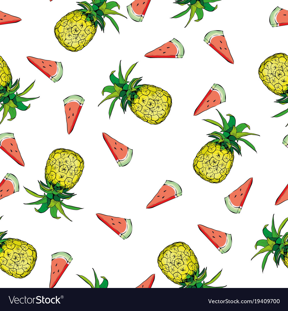 Seamless pattern with pineapples