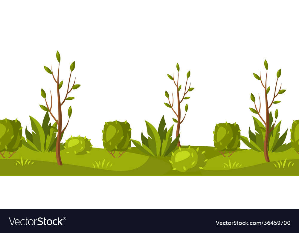 Seamless pattern with trees and bushes Vector Image Seamless pattern with trees and bushes