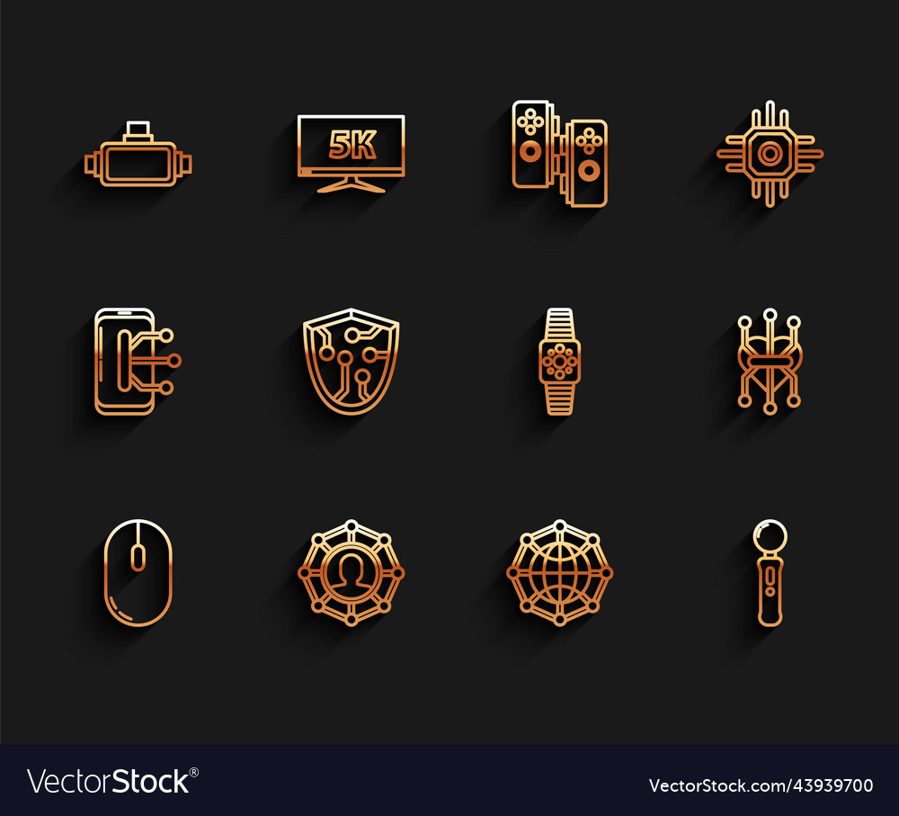 Set line computer mouse project team base virtual vector image Set line computer mouse project team base virtual
