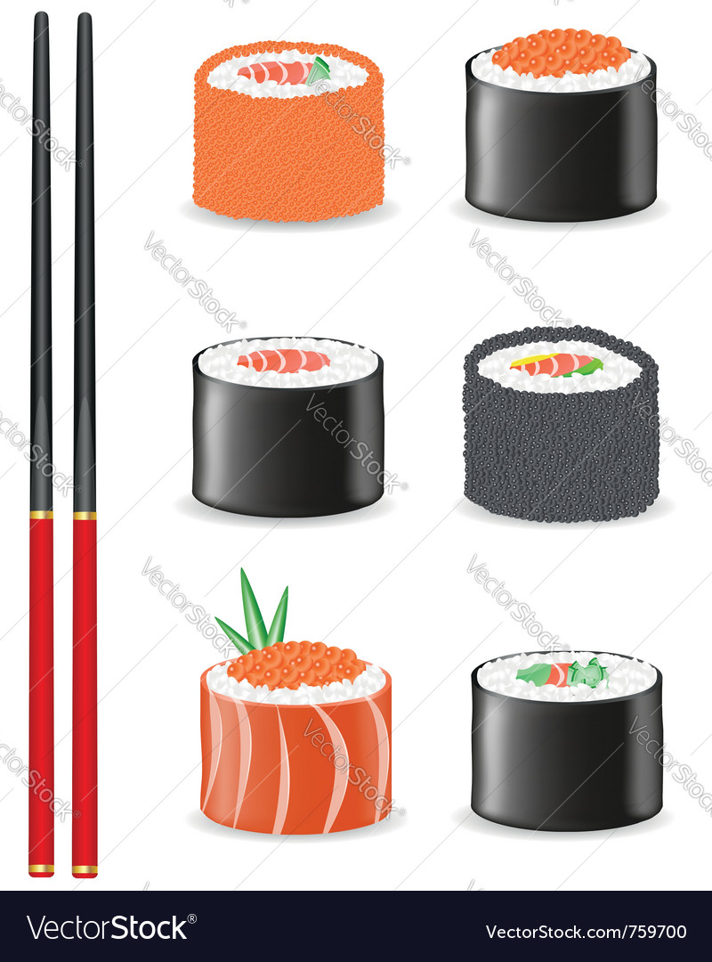 Sushi set icons