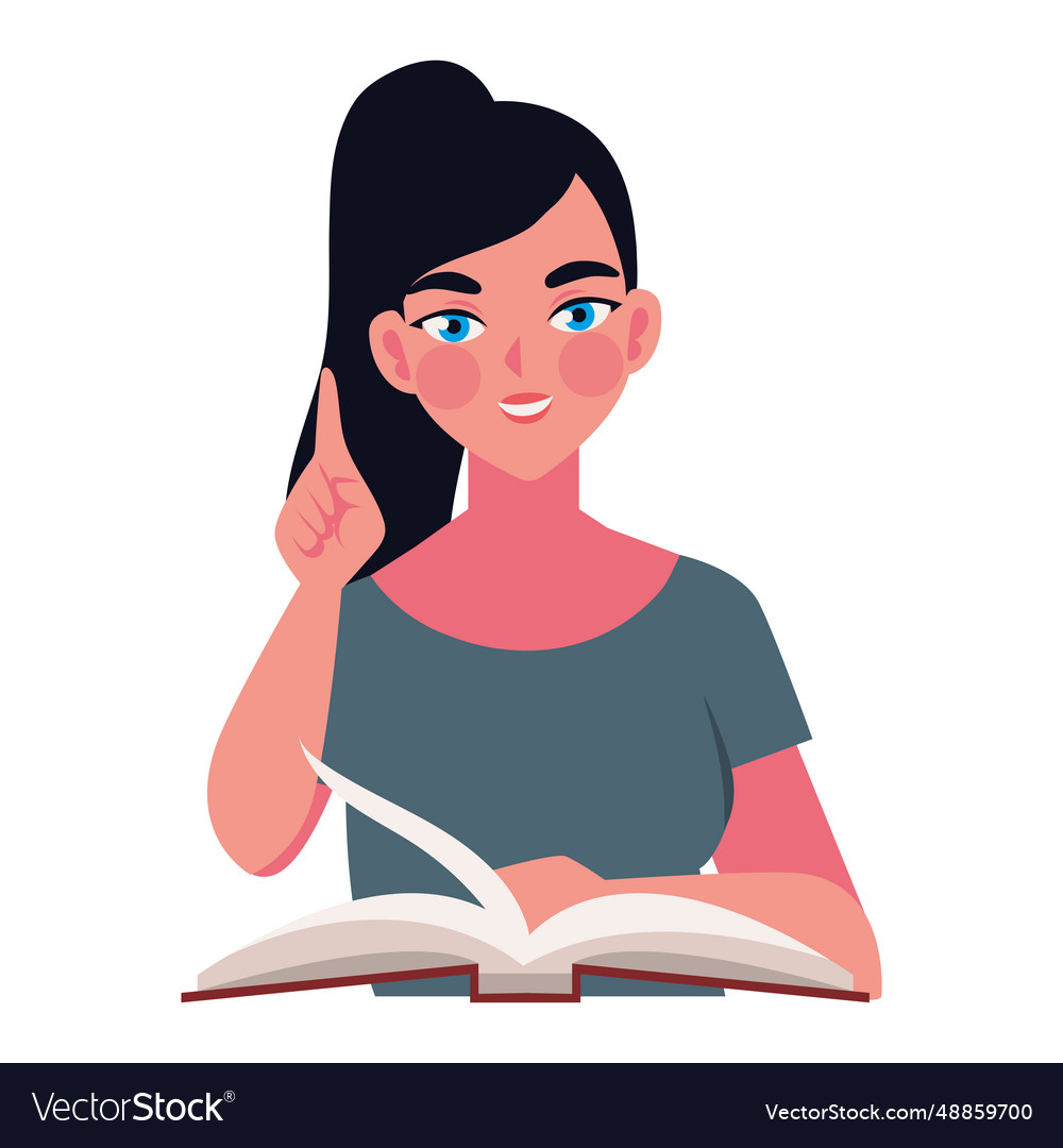 Woman reading and studying Royalty Free Vector Image