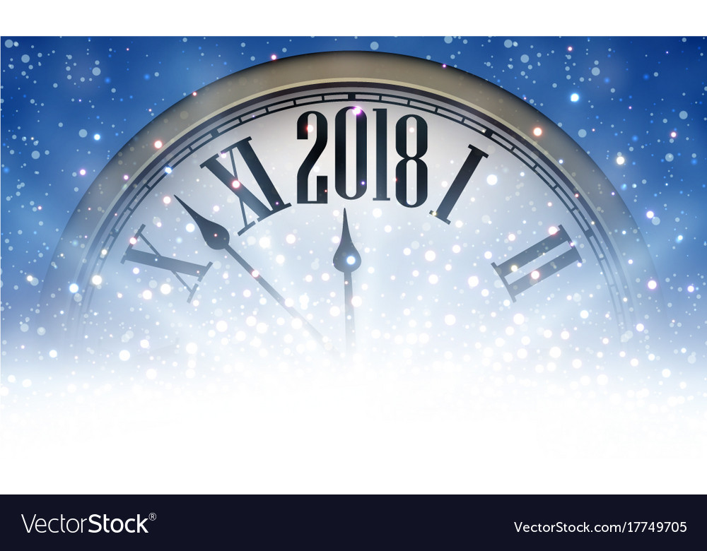 2018 new year background with clock