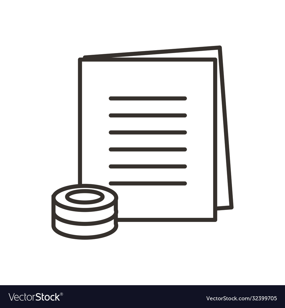 Coins and document line style icon design