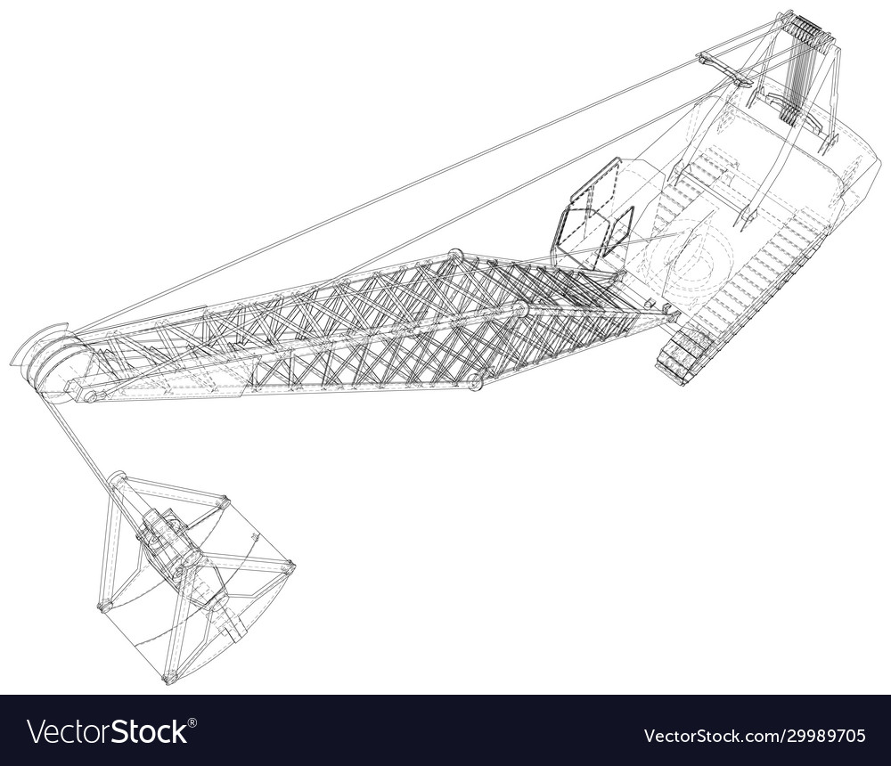 Dragline excavator layers visible and Royalty Free Vector