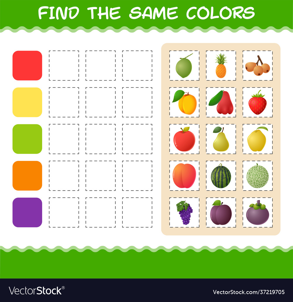 Find same colors fruits searching and matching