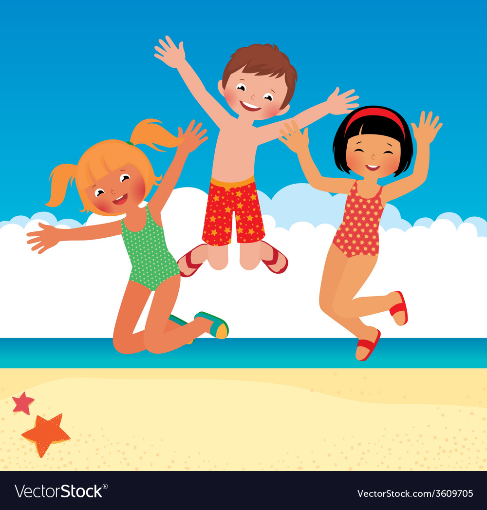 Funny children on the beach