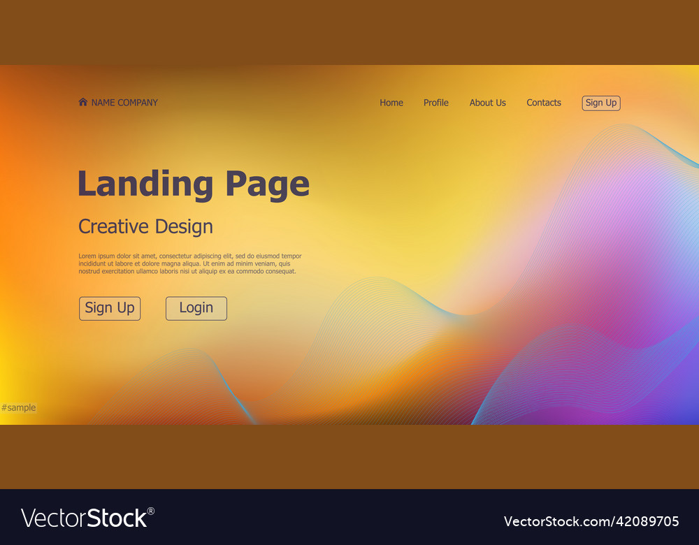 Gradient colorful web template landing page