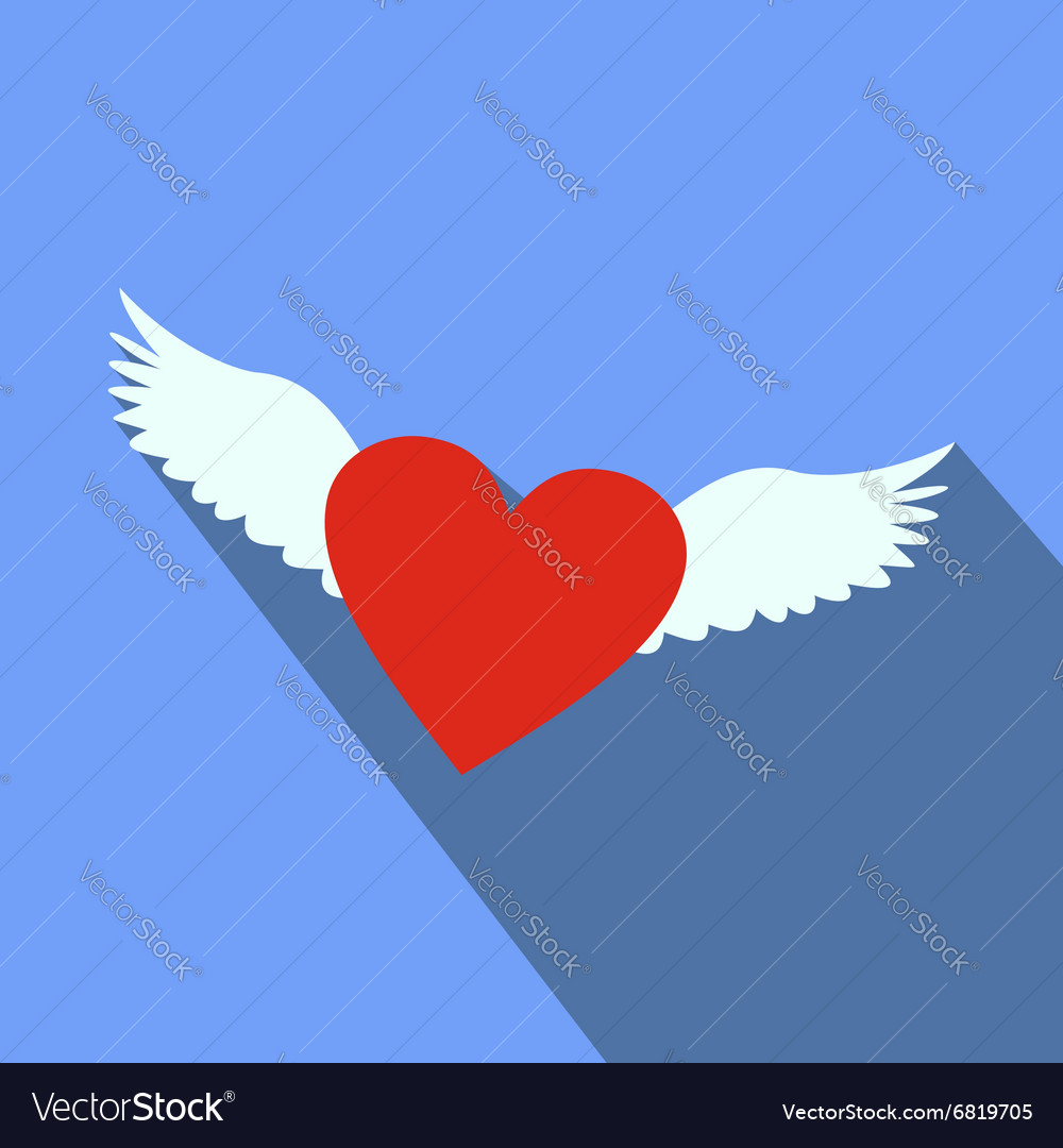 Heart with wings flat icon Royalty Free Vector Image