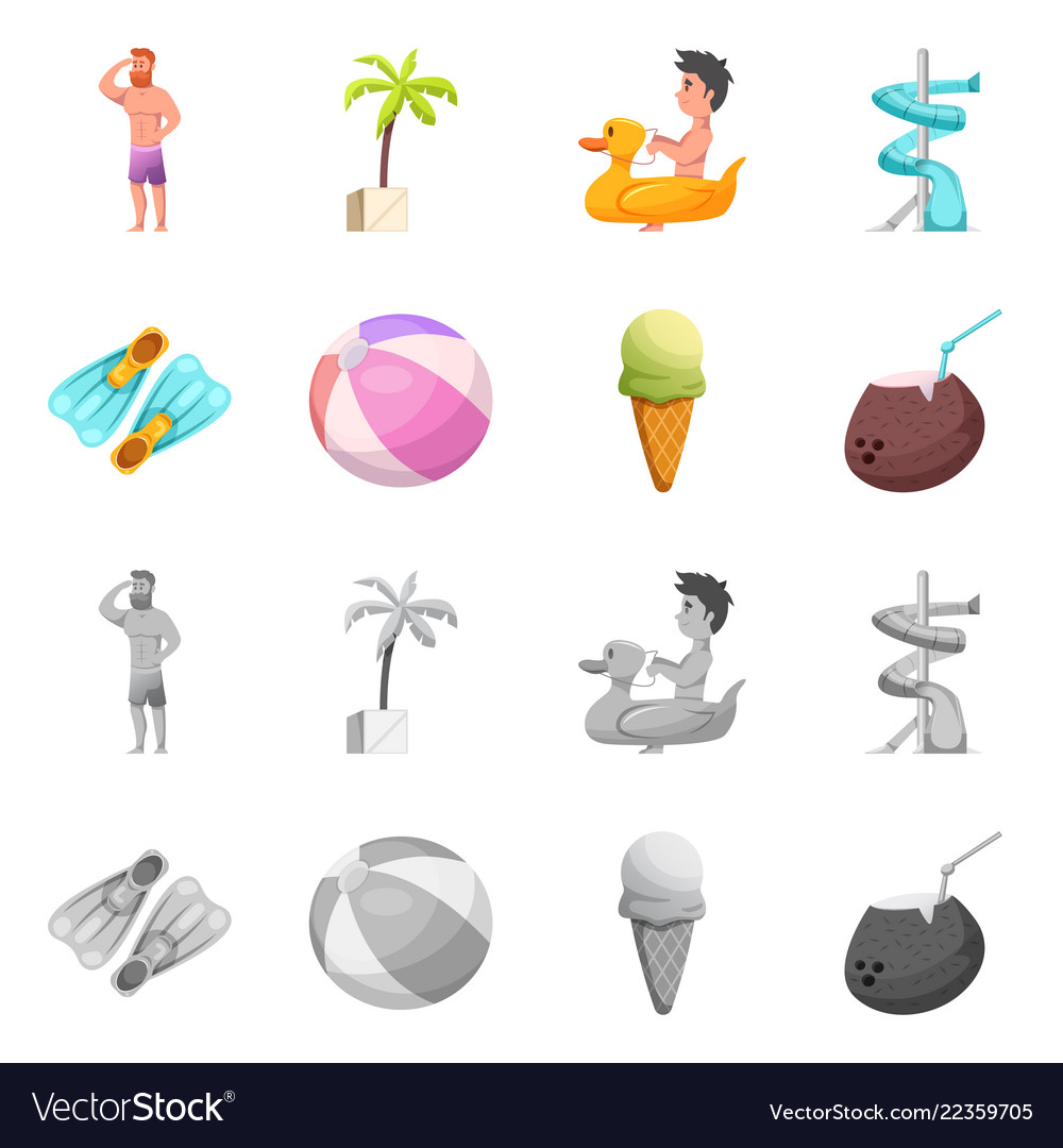 Isolated object of pool and swimming icon set vector image Isolated object of pool and swimming icon set
