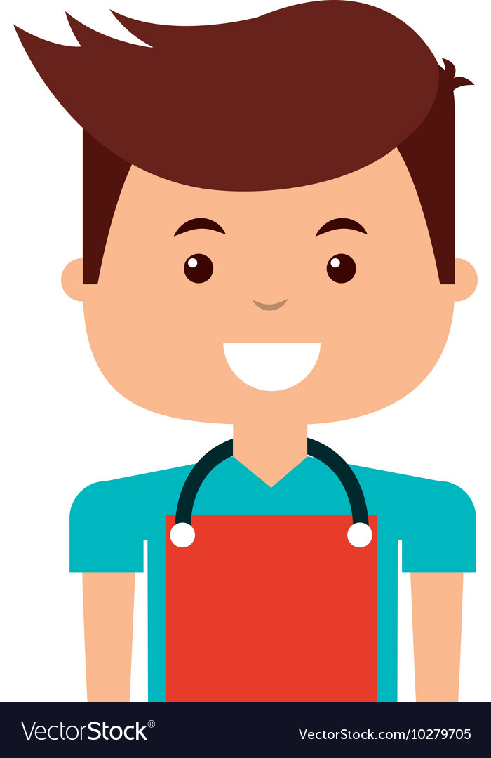 Man with apron isolated icon