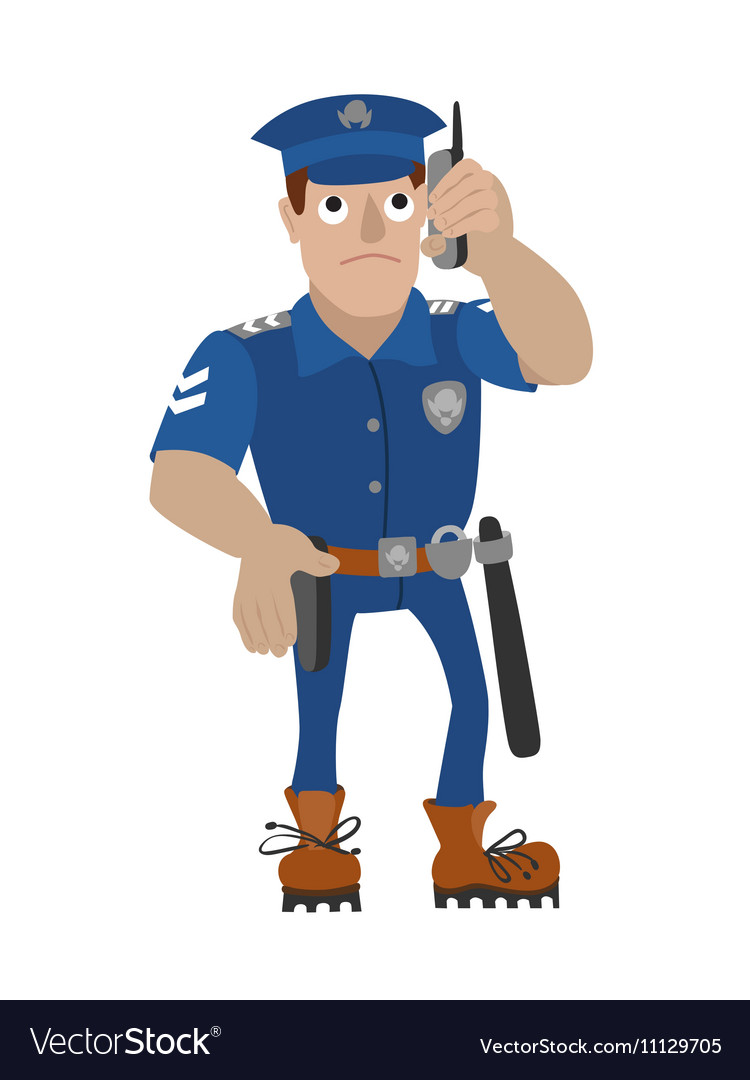 Policeman talking Royalty Free Vector Image - VectorStock