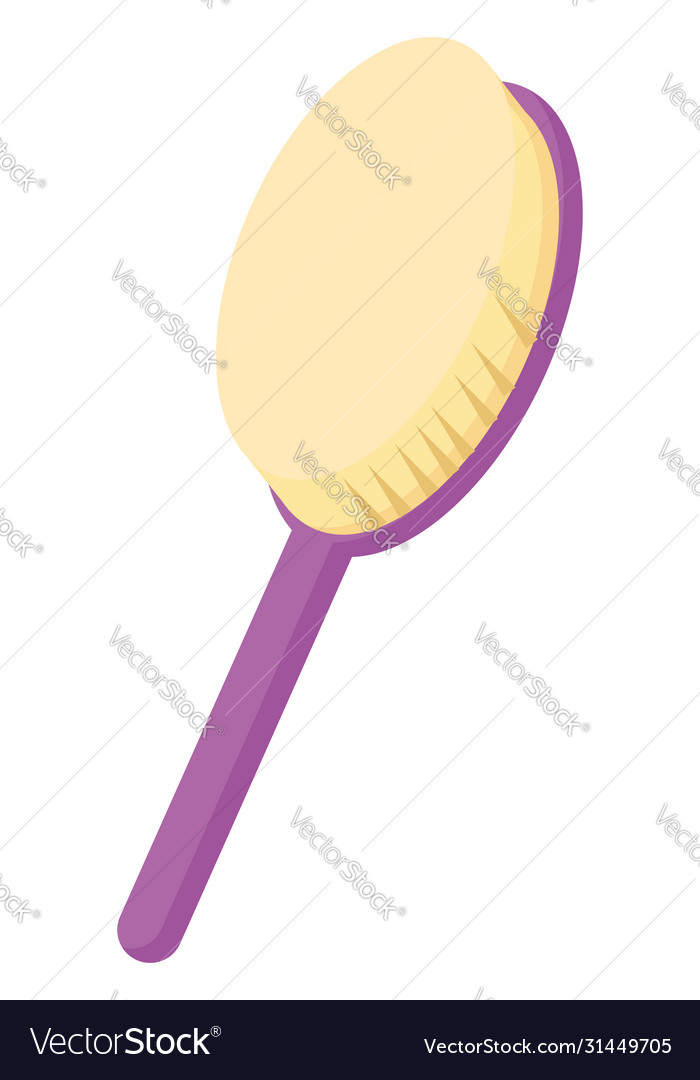 Purple brush for hair on white background