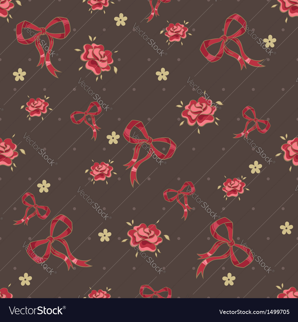 Seamless pattern with ribbons and flowers