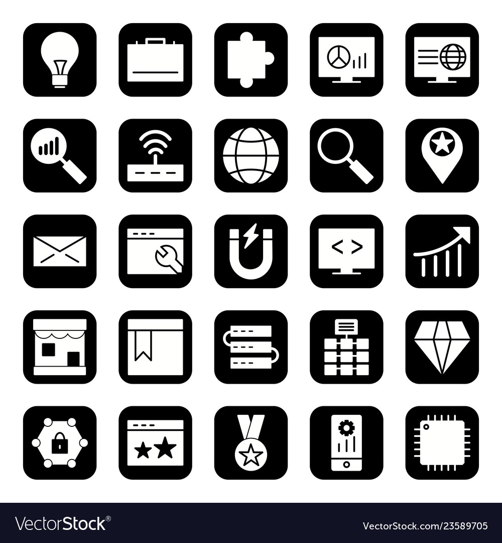Set of seo search engine optimization icons vector image Set of seo search engine optimization icons