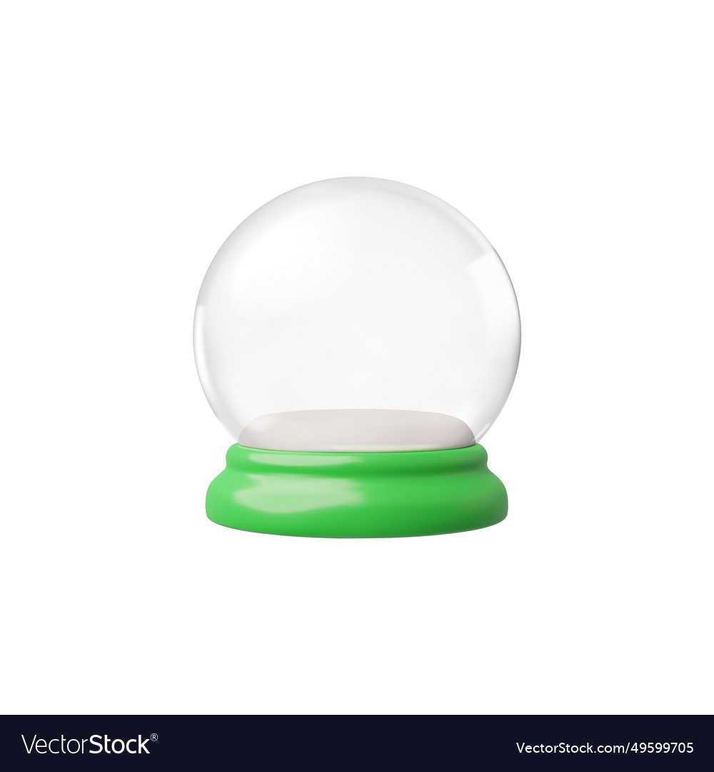 Showcases an empty 3d snow globe featuring a round