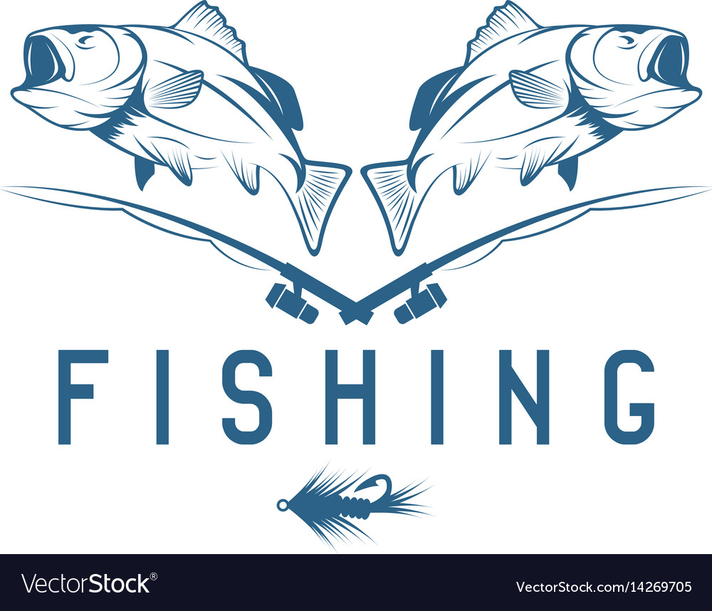 Vintage fishing design template with bass Vector Image