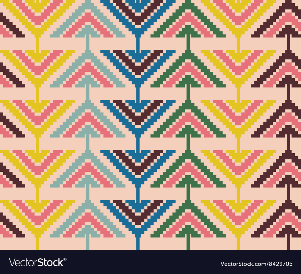 Vintage seamless pattern with triangles and pixels