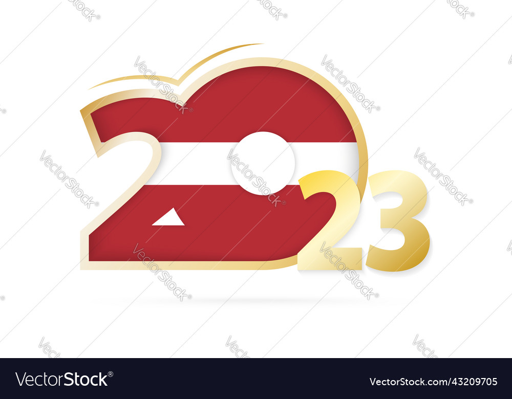 Year 2023 with latvia flag pattern