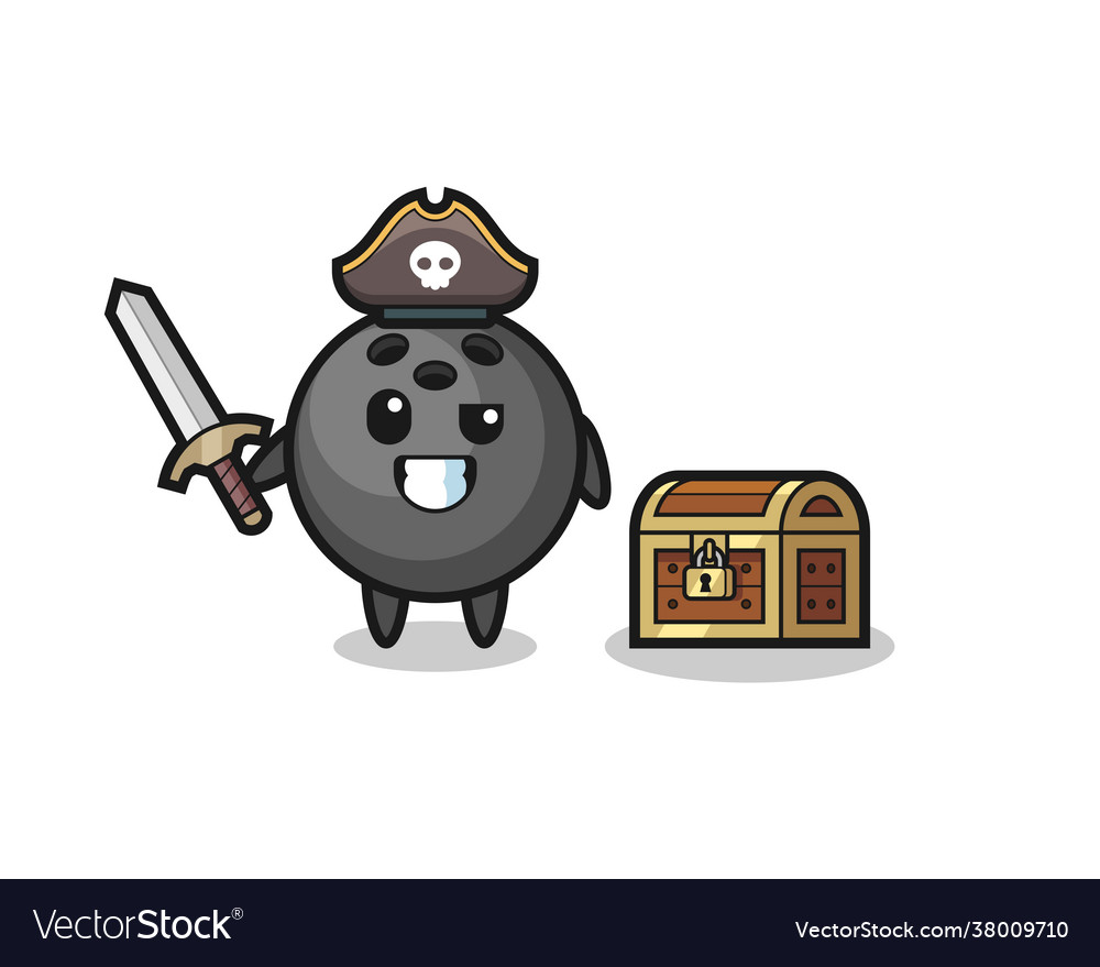 Bowling ball pirate character holding sword