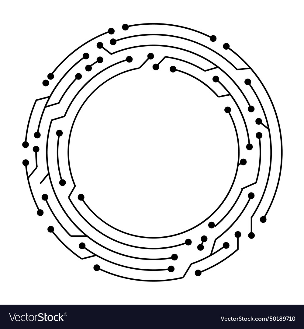 Circuit board circle frame abstract digital round vector image Circuit board circle frame abstract digital round