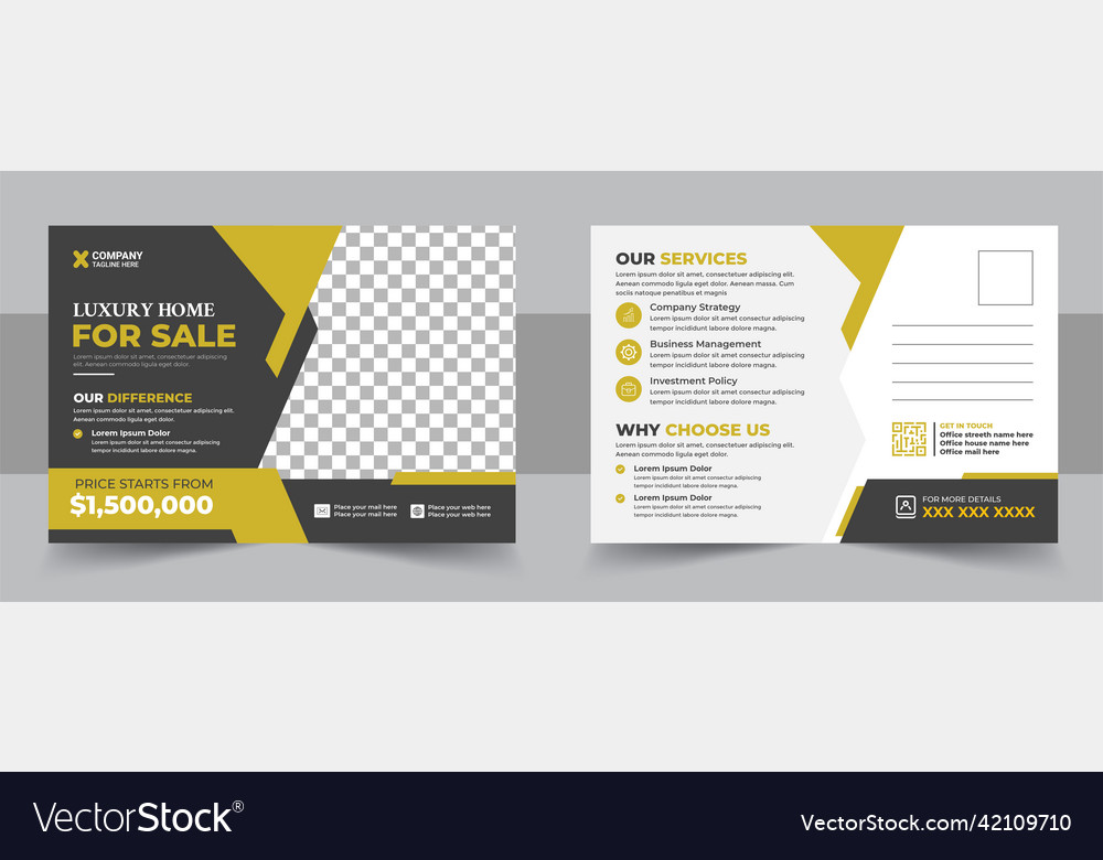 Corporate Real Estate Postcard Template Design vector image Corporate Real Estate Postcard Template Design