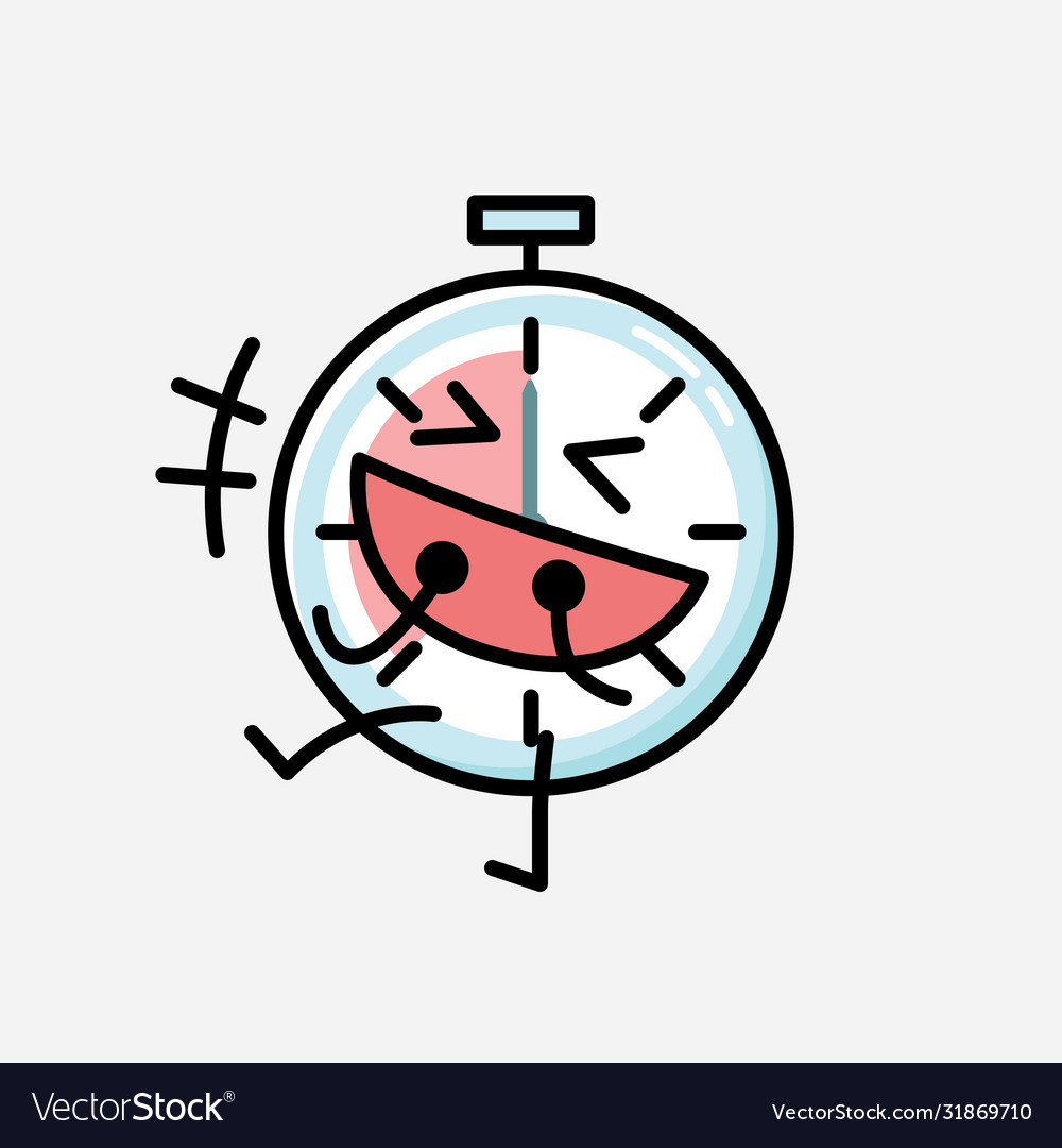Cute timer clock mascot character in flat design