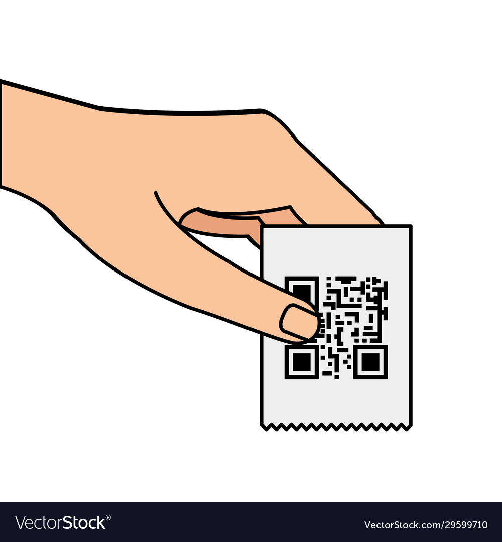 Hand and voucher with code qr