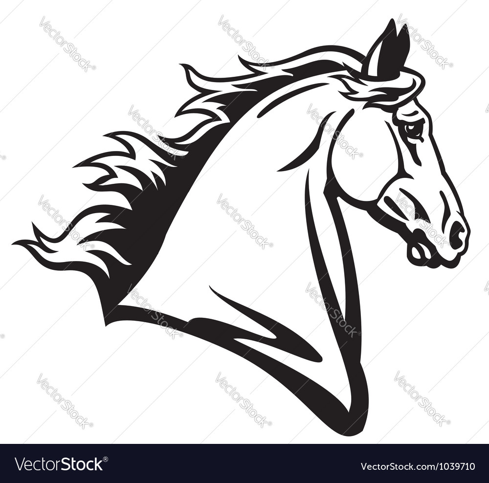 horse head clip art black and white