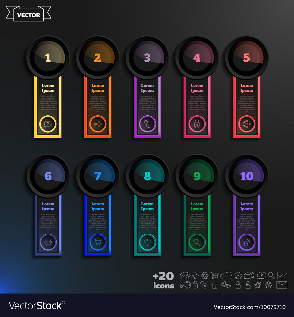Infographic design list with colorful circles