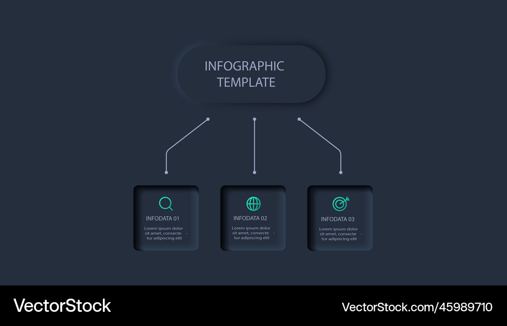 Neumorphic flowchart dark infographic creative Vector Image