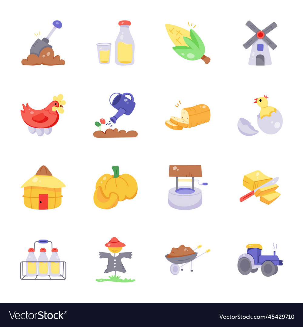 Pack of farming flat icons