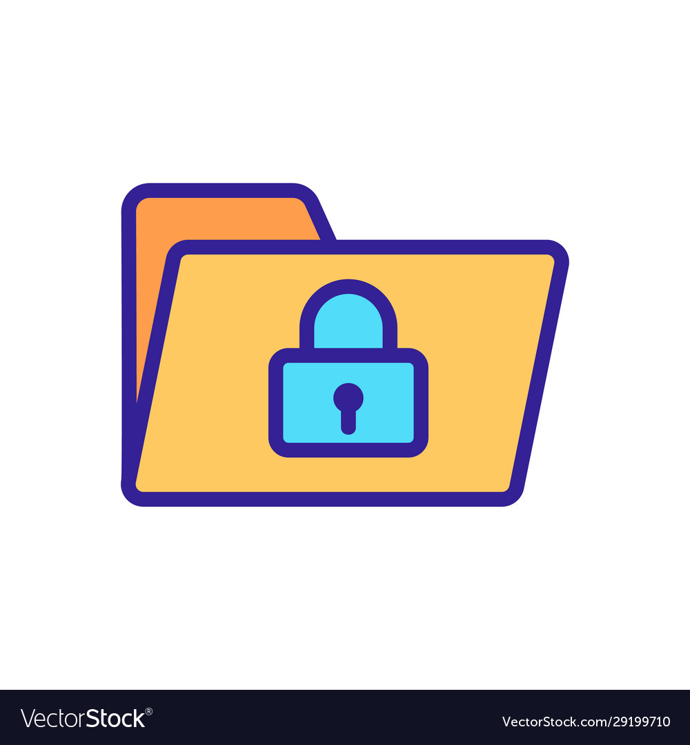 Protect icon folder isolated contour vector image Protect icon folder isolated contour