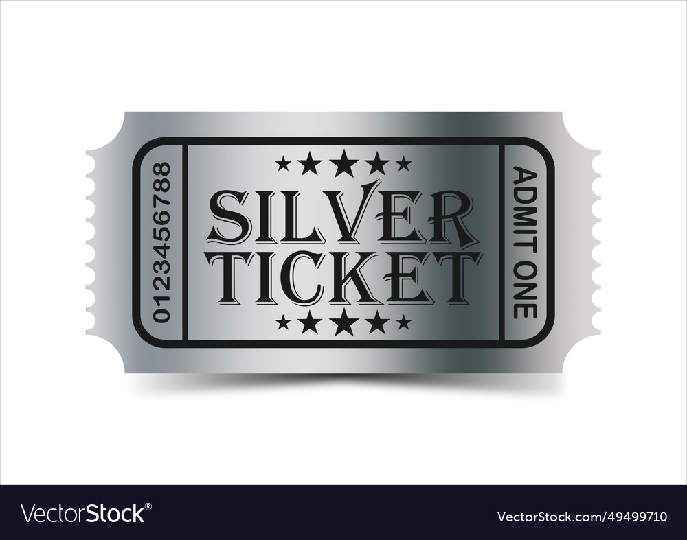 Silver ticket with stars and the inscription vector image Silver ticket with stars and the inscription