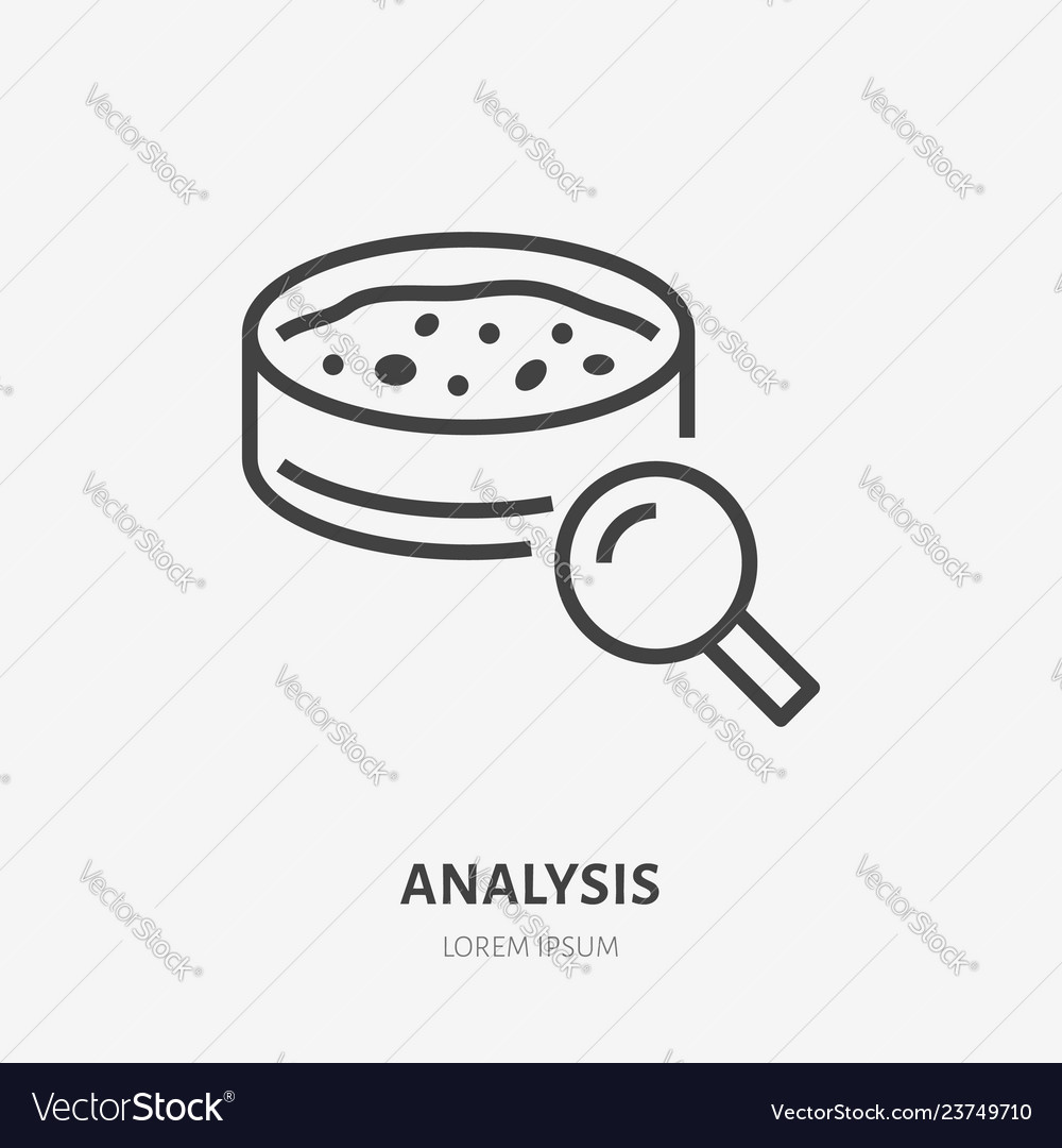 Soil testing analysis flat line icon thin